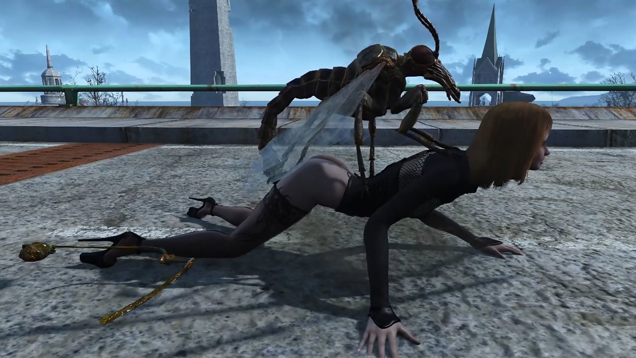 Fallout insect monster probes unsuspecting heroine