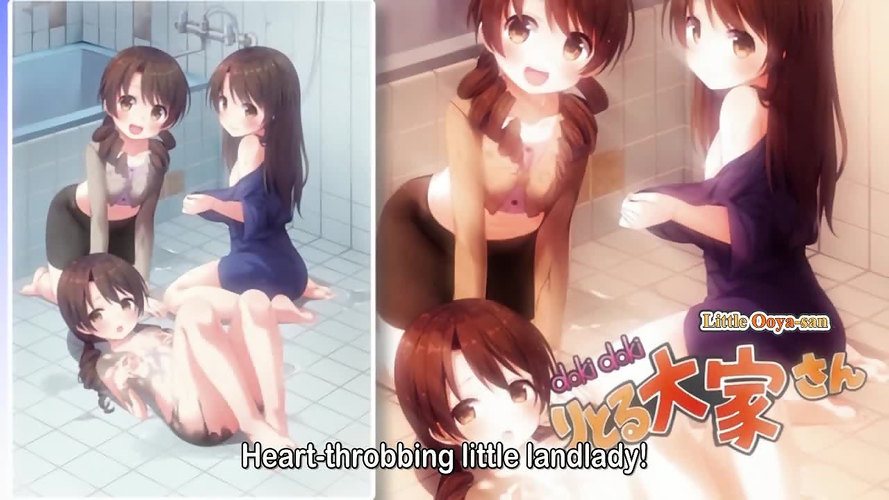 Little Landlady 2 – Petite anime girl fucks muscular big guy in shower sex