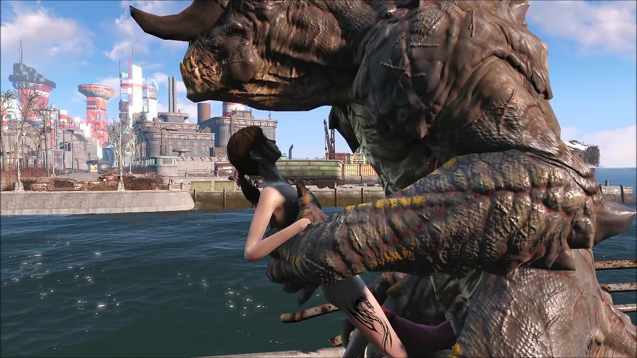 The Deathclaw impales Ellie on his huge monster cock