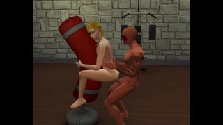 Sims 3D Porn – Teenage blonde virgin gets fucked by black guy at the gym